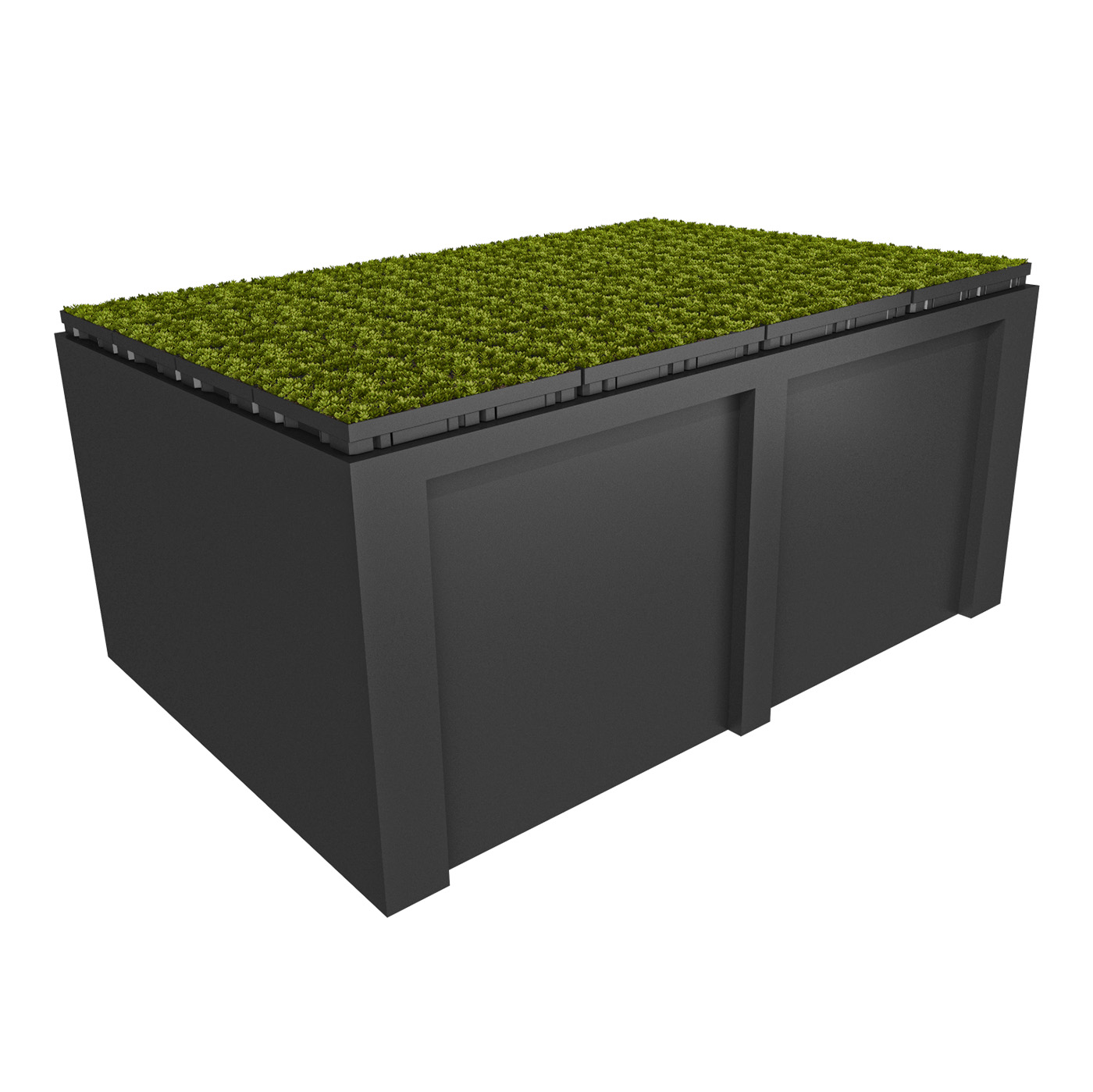 Modell eine Garage mit ECOgreen PACK Dachbegrünung