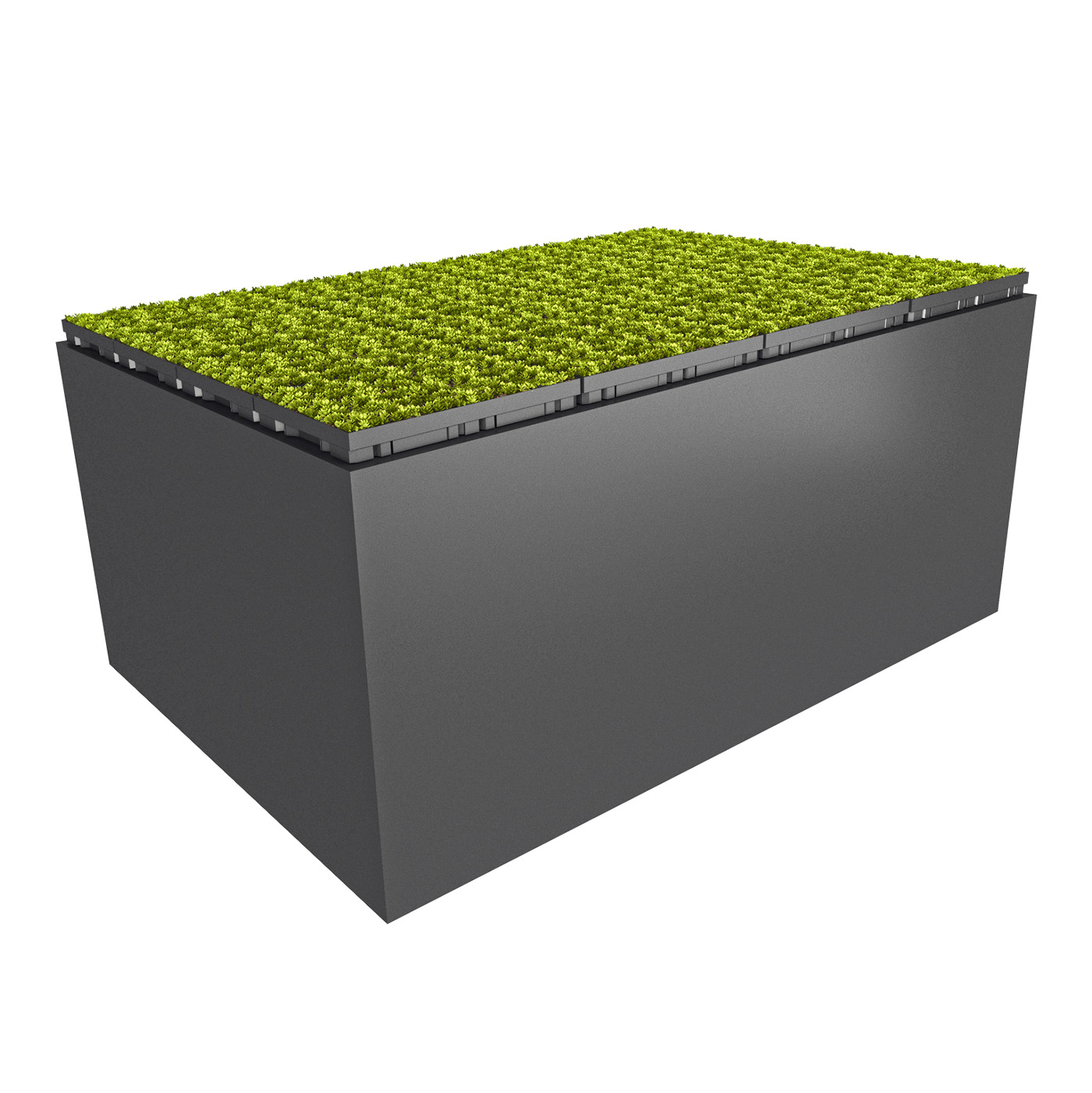 Modell eines Flachdachs mit ECOgreen PACK Dachbegrünung